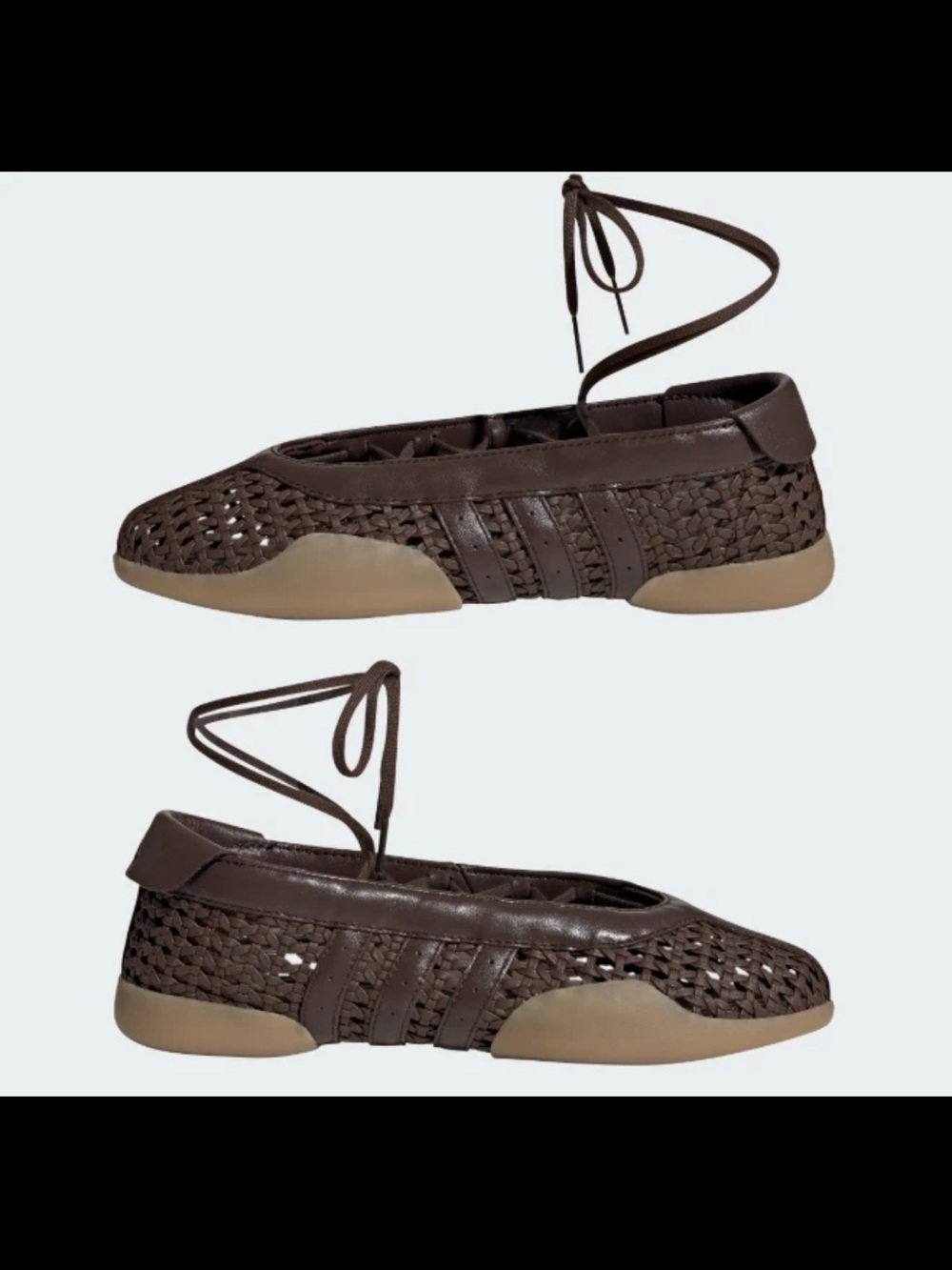 adidas Woven Brown Leather-Trim Lace-Up Flats